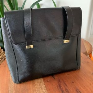 Black Nina Rocco Saffiano leather shoulder bag